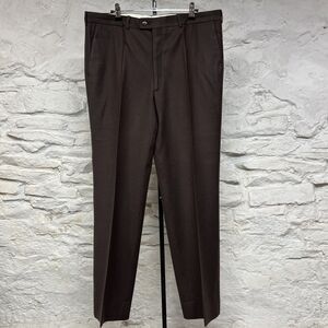 Paolo Vista Dress Pants Slacks Brown 100% Wool Made in Italy Designer Vintage